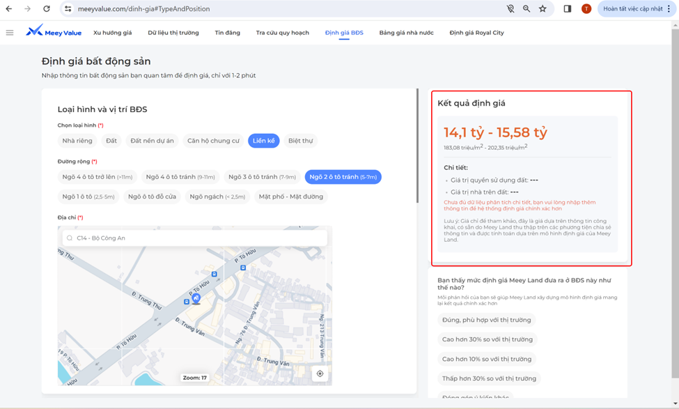 Kết quả định giá 