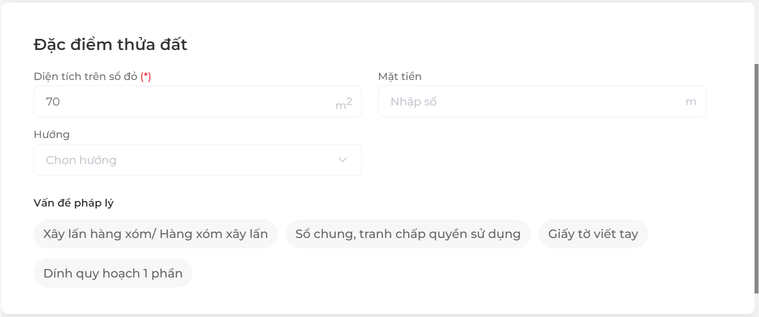 Đặc điểm mô tả thửa đất